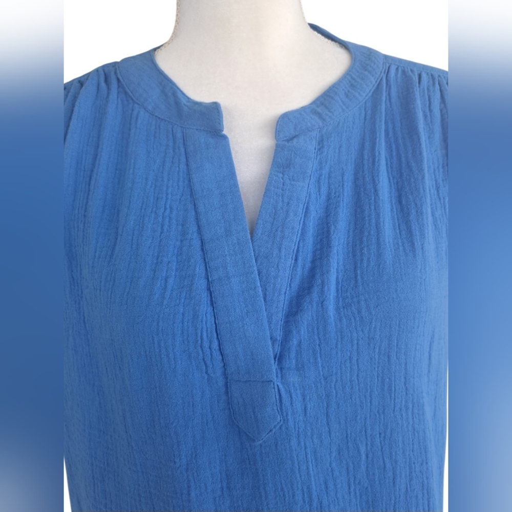 Anthony's Resort Chic Blue V-Neck Blouse - Picture 5 of 8